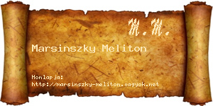 Marsinszky Meliton névjegykártya
